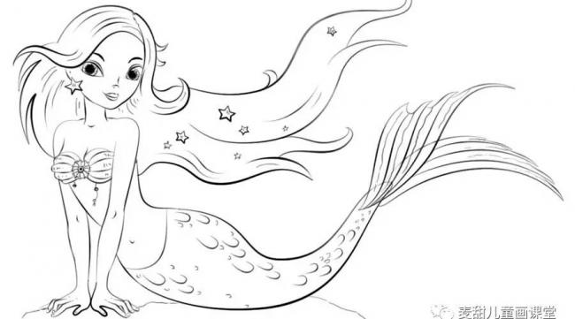 简笔画美丽的人鱼公主的画法图片